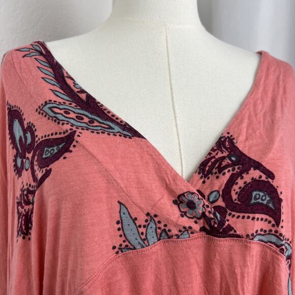 Free People Top Womens XS Pink‎ Floral Maui Wowie Boho Whimsical Flowy Festival - Picture 2 of 12